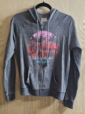 Roxy Gray Las Vegas Zip Hoodie Y2K